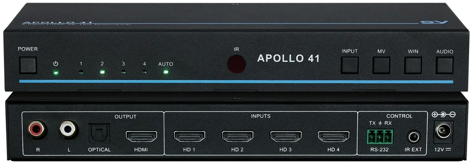 APOLLO 41 4x1 Seamless Switch, Multi-Viewer Stacked Angled.webp