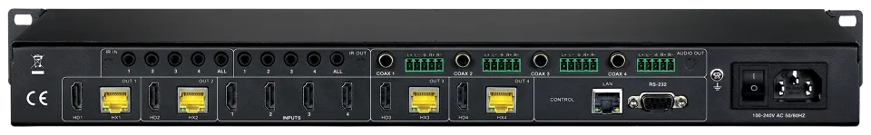 Xcalibur 44 4x4 HDMI HX Matrix Back Angled Handles.webp