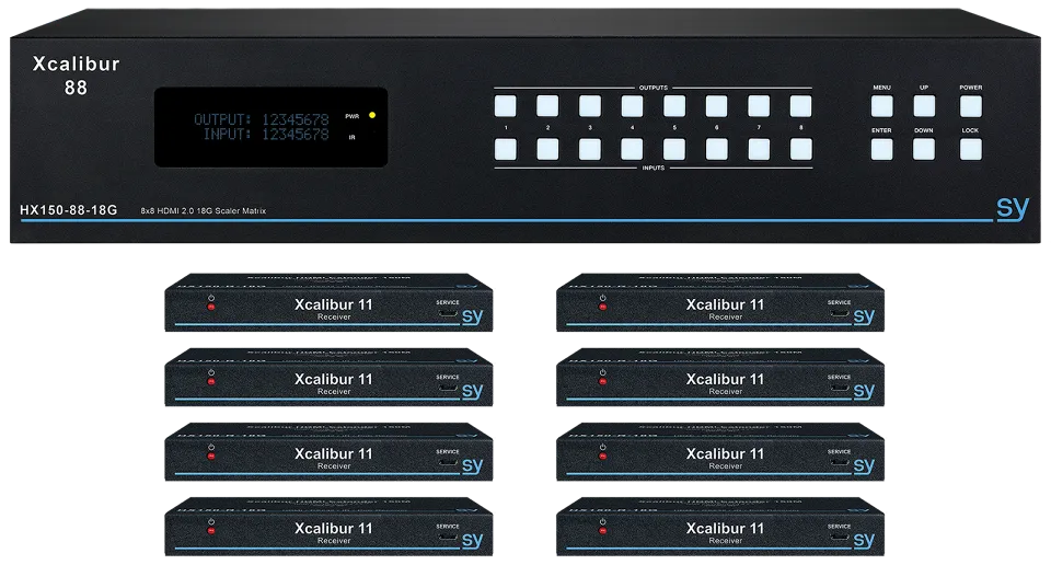 Xcalibur 88 SET 8x8 HDMI HX Matrix Front Angled.webp