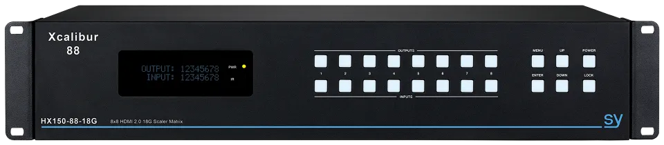 Xcalibur 88 8x8 HDMI HX Matrix Front Angled Handles.webp