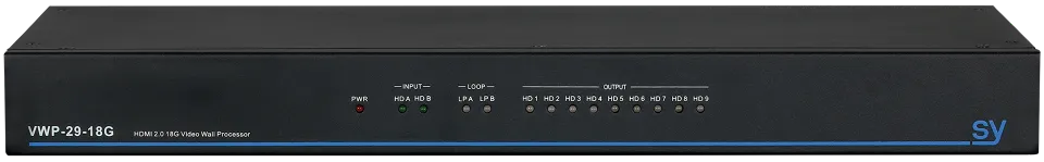 VWP-29-18G High resolution Video-Wall Processor – HDMI 2.0 18G Front Angled.webp