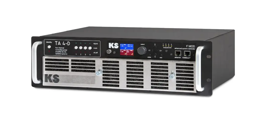 KS-Audio, TA4D - 4-Channel system amplifier 4x1000Wrms for use with D-MOD and F-MOD DSP-Modules