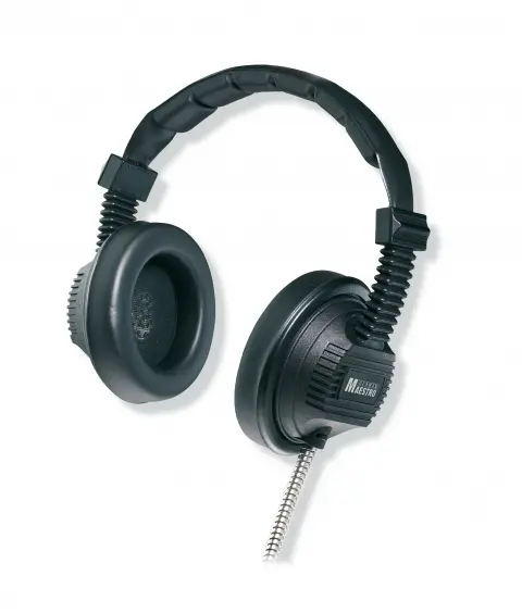 GermanMaestro, GMP 8.35 D - Stereo-Headphone, Protective Tube Stainless-Steel 1.2m (optimal protection against harsh treatment or vandalism), Jack-plug 3.5mm 90°angled, circumaural soft-foil earpads, 2 x 35 Ω, recommended for music listening 