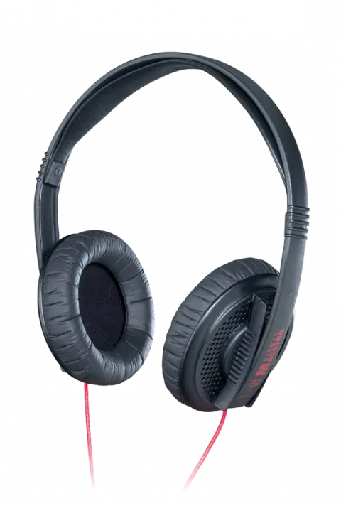 GermanMaestro, GMP 160 - stereo-headphone, semi-open, yarn braided cable  1.2 m, jack-plug 3.5mm 90°angled, extension- cord 5m with volume-control, jack-adapter  6.35/3.5mm, circumaural soft-foil earpads, 2 x  40 Ω, sales box