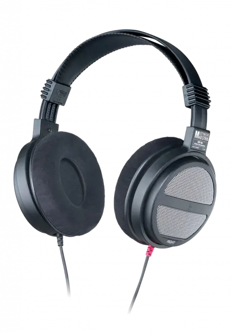 GermanMaestro, GMP 400 - open stereo-headphone, cardamatic-suspension,  straight cable 3m, multi-jack-plug 3.5/6.35mm,  circumaural velvet earpads, 2 x 300 Ω, sales box