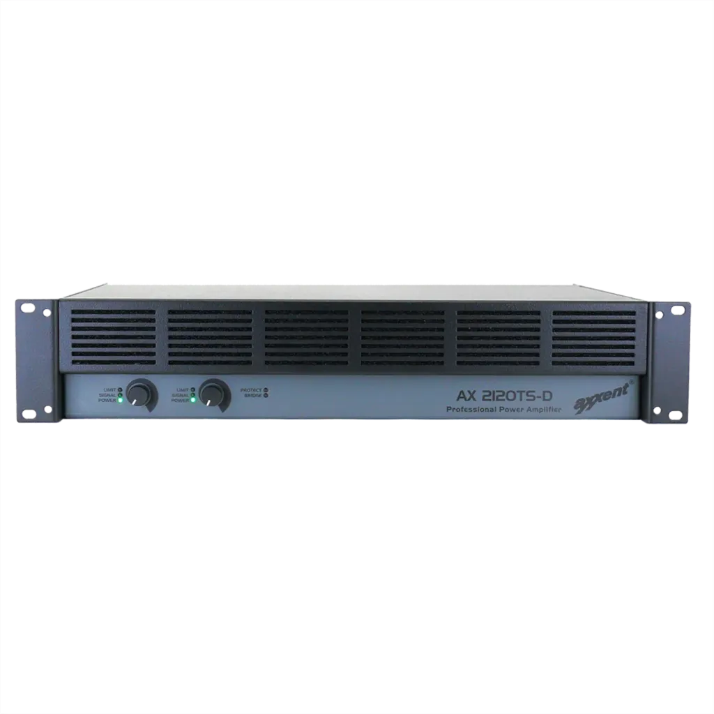 Axxent, AX2120TS-D Amplifier with Dante input 2x120W at 70/100V and 8 Ohm
