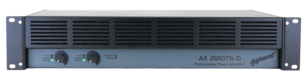 Axxent, AX2120TS-D Amplifier with Dante input 2x120W at 70/100V and 8 Ohm