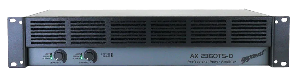 Axxent, AX2360TS-D Amplifier with Dante input 2x360W at 70/100V and 4 Ohm