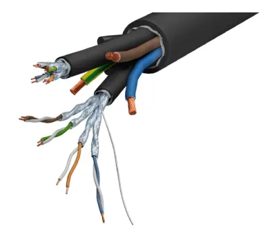 Syntax® Hybrid Cable, 2x U/FTP CAT6A + Power 3 x 6mm² | 10 Gigabit Ethernet Class EA | ø 20 mm | Black