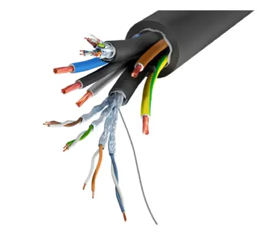 [D036613] Syntax® Hybrid Cable, 2x U/FTP CAT6A + Power 5 x 2,5mm² | 10 Gigabit Ethernet Class EA | ø 20 mm | Black