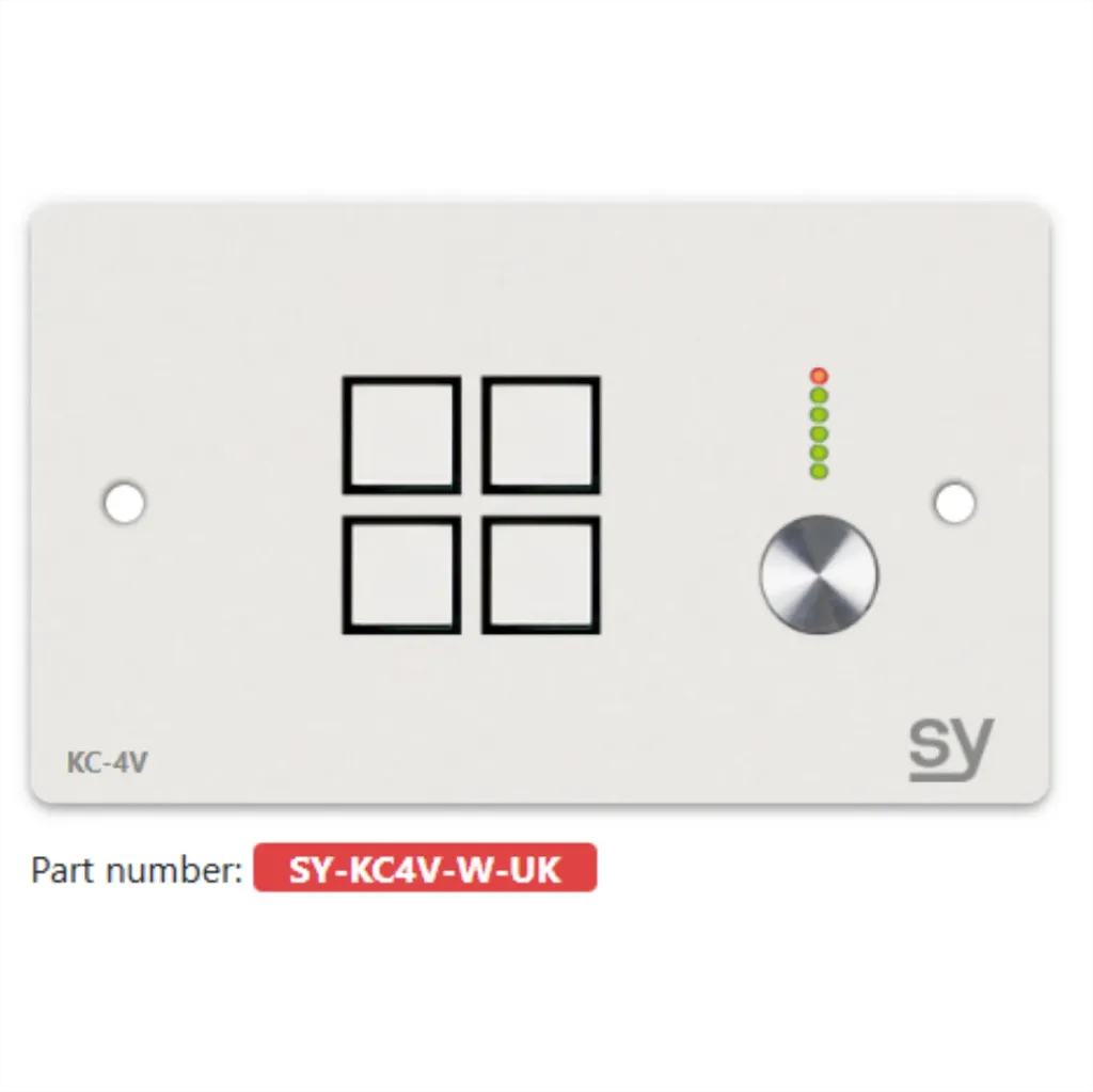 [D036811] SY, SY-KC4VE-W-UK - 4 button Keypad Controller with Ethernet and rotary volume control. In WHITE
