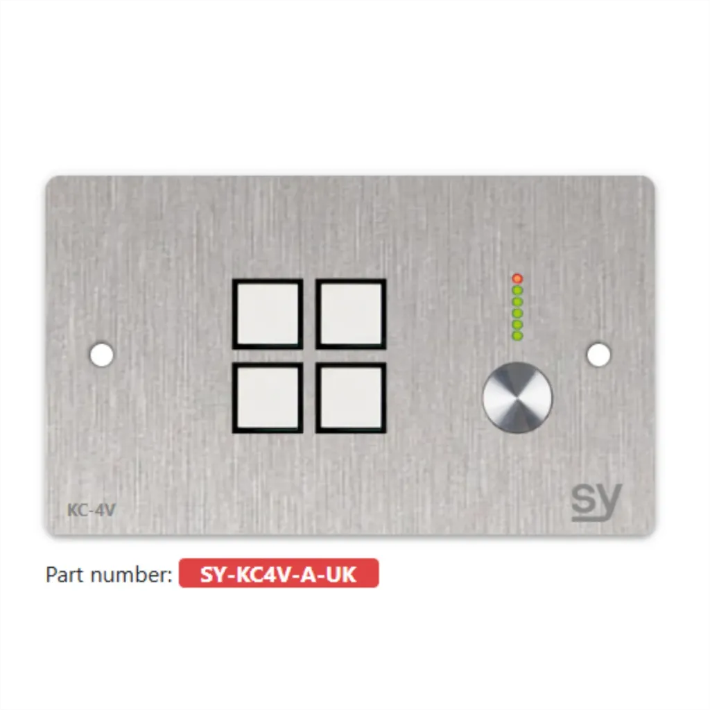 [D036813] SY, SY-KC4VE-A-UK - 4 button Keypad Controller with Ethernet and rotary volume control. In Brushed Aluminium