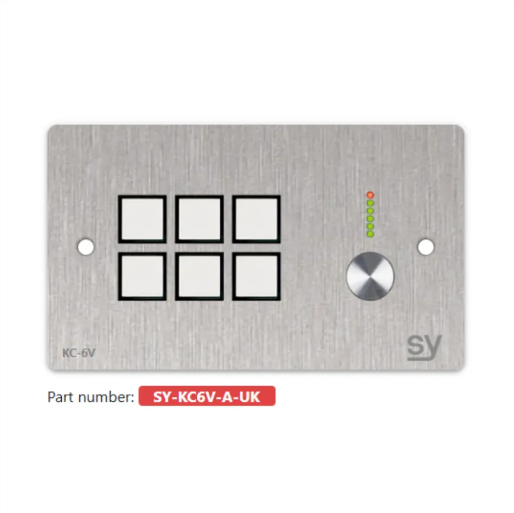 [D036822] SY, SY-KC6V-A-UK - 6 button Keypad Controller with rotary volume control. In Brushed Aluminium