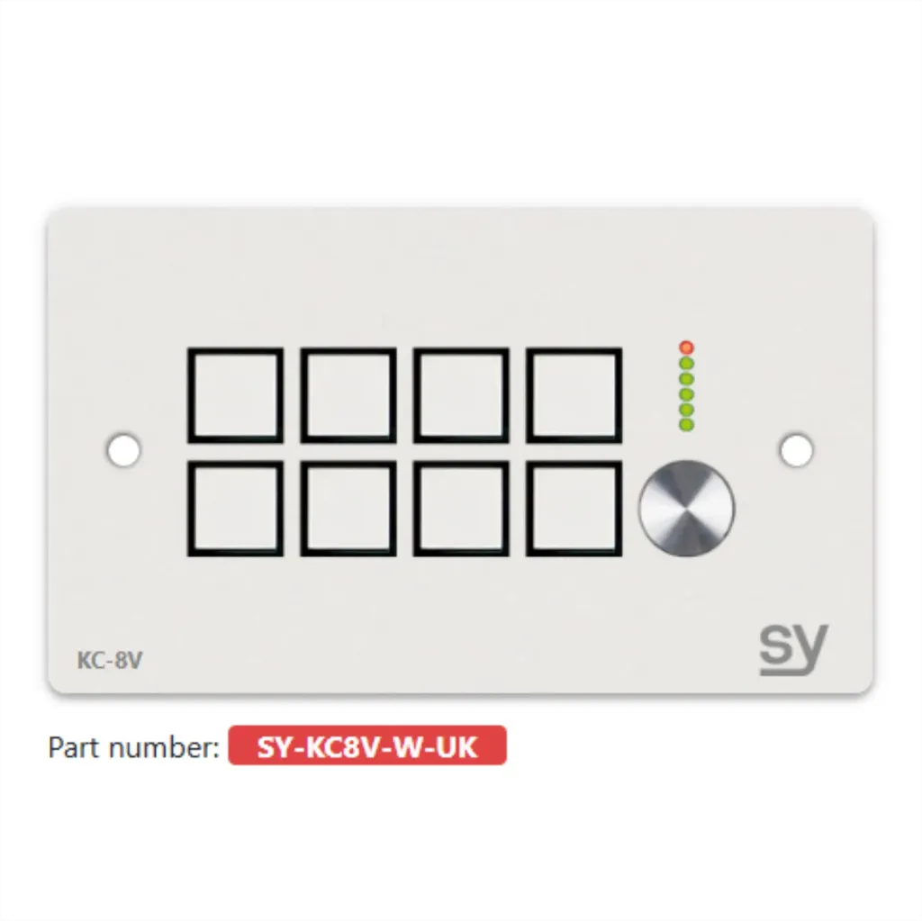 [D036829] SY, SY-KC8VE-W-UK - 8 button Keypad Controller with Ethernet and rotary volume control. In WHITE