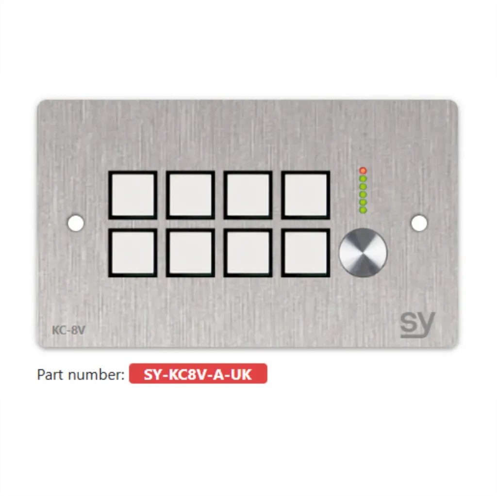 [D036831] SY, SY-KC8VE-A-UK - 8 button Keypad Controller with Ethernet and rotary volume control. In Brushed Aluminium