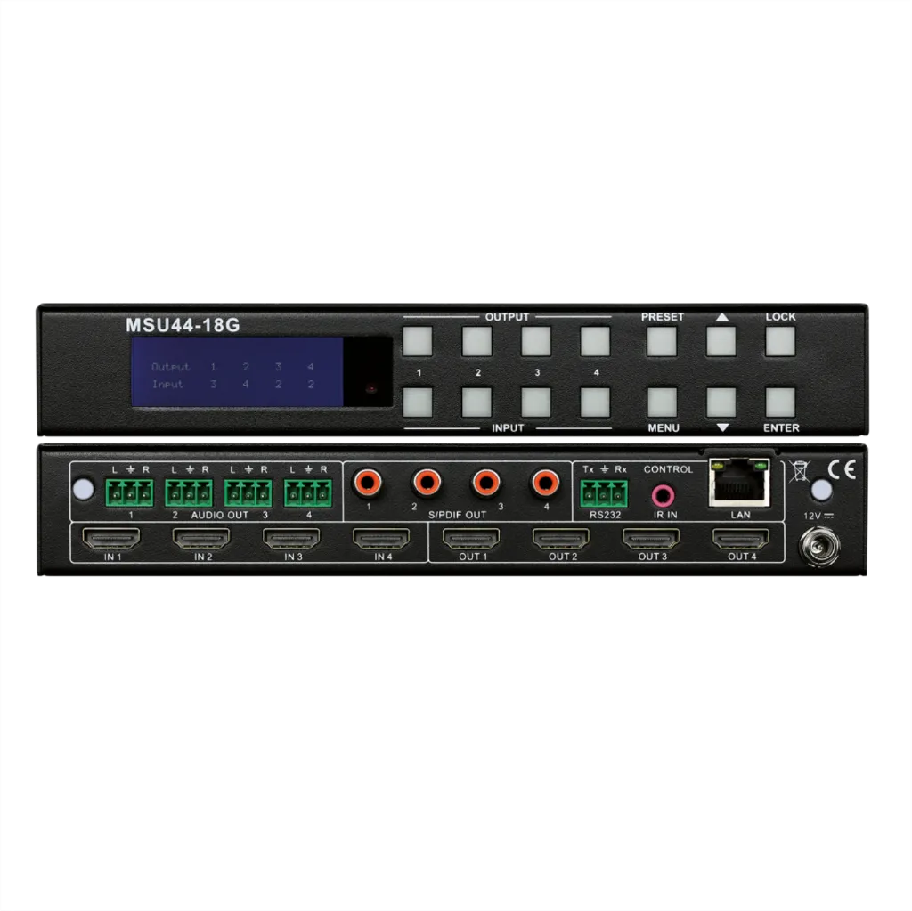 [D036887] SY, SY-MSU-44-18G - 4x4 HDMI 2.0 (18G) Matrix
