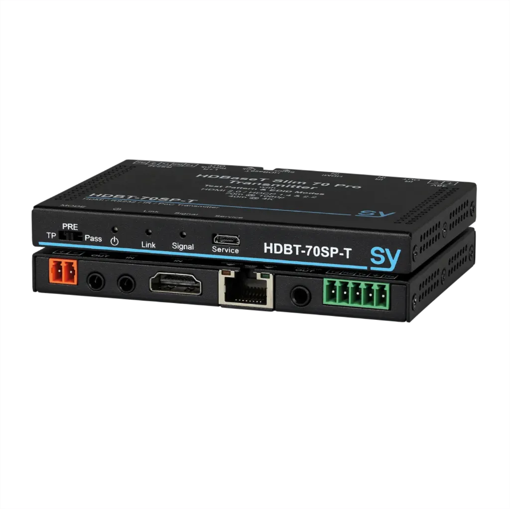 SY, SY-HDBT-70SP-T - Slim Pro. Ultra Slim PRO HDBaseT 70m Transmitter, Bi-directional RS232 (Includes 1 x PSU)