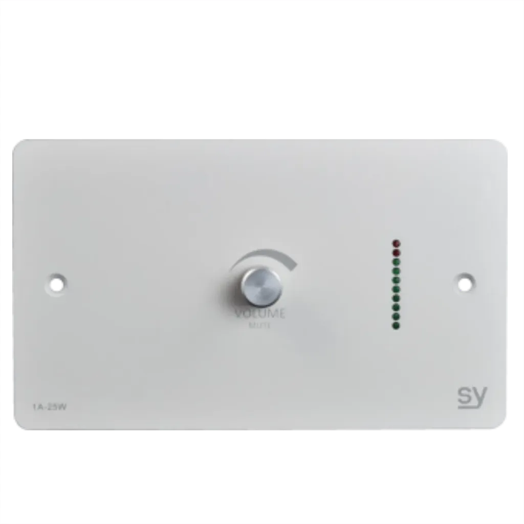SY, SY-1A-25W-BW - 2x 25W Wall-mounting Audio Amplifier. UK 2-gang white faceplate