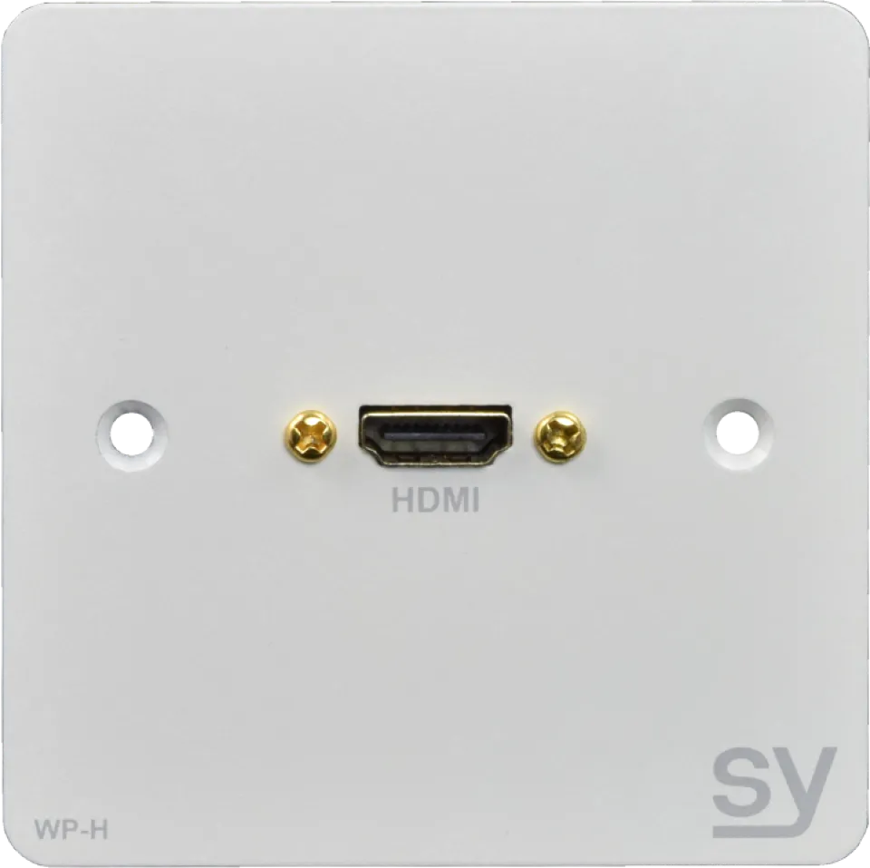 SY, SY-WP-H-BW - HDMI single gang wall input plate. UK white.