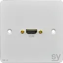 SY, SY-WP-H-BW - HDMI single gang wall input plate. UK white.