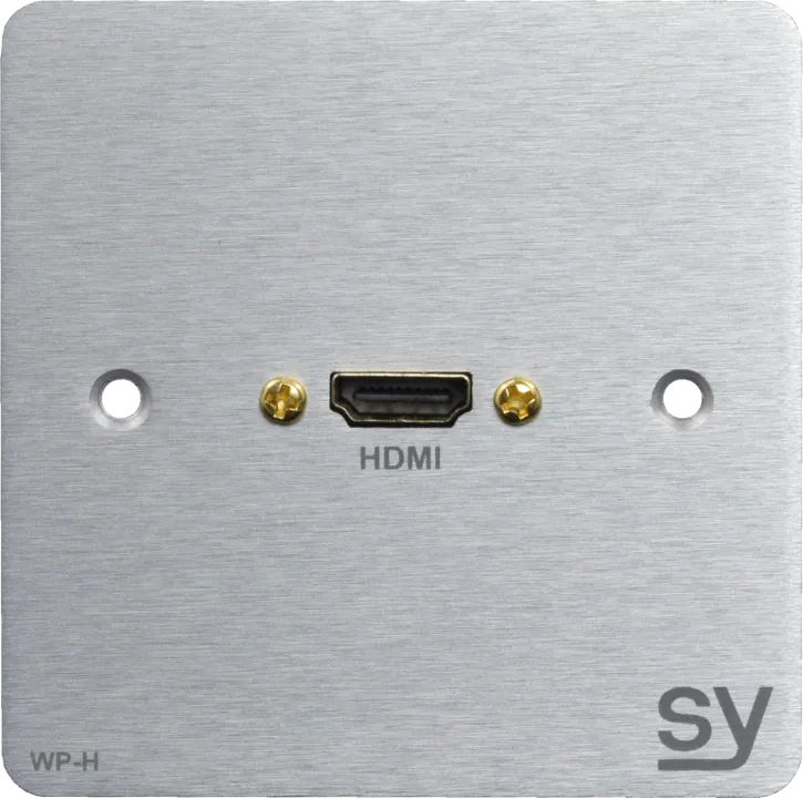 SY, SY-WP-H-BA - HDMI single gang wall input plate. UK brushed aluminium