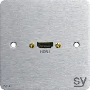 SY, SY-WP-H-EA - Euro HDMI single gang wall input plate EU Brushed aluminium