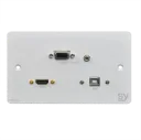 SY, SY-WP-HVU-BW - HDMI, VGA + Audio and USB B double gang wall input plate. UK white