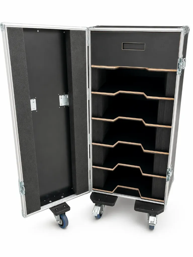 [D038043] DLX-Flightcase, Tbv 4x Pioneer CDJ-3000X + 1x Pioneer DJM A9 | lade tbv accesoires | 130x55x60 (lxbxh)