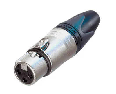 [D006676] Neutrik, NC3FXX - XLR kabeldeel 3 pin bus nikkel behuizing zilvercontacten XX