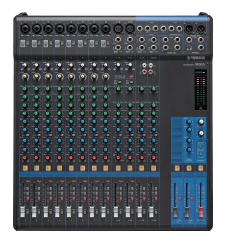 [D010960] Yamaha, MG16 - 16 channels, D-Pre mic preamps, 48V phantom power, 3-band CH EQ & HPF, 26dB pad, XLR outs, 8 compressors, 4 Aux buses