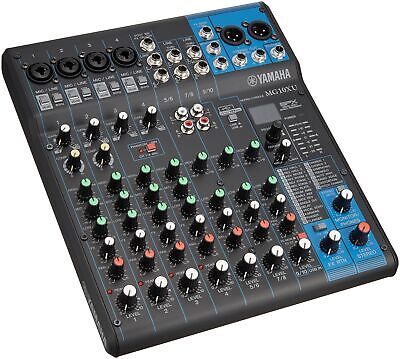[D010965] Yamaha, MG10XU - 10 channels, D-Pre mic preamps, 48V phantom power, 3-band CH EQ & HPF, 26dB pad, XLR outs, 2 compressors, SPX effects (24 presets), USB 2.0 Audio, 24-bit/192 kHz, Cubase AI (download version)