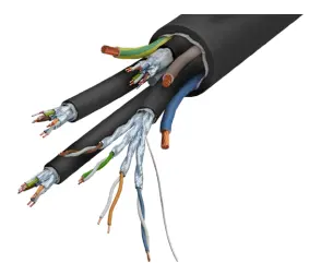 [D036616] Syntax® Hybrid Cable, 4x U/FTP CAT6A + Power 3 x 6mm² | 10 Gigabit Ethernet Class EA | ø 25 mm | Black